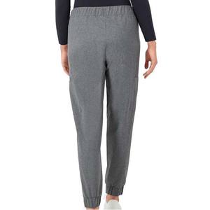 Coupe régulière 60% coton 40% polyester jambe droite survêtement vêtements pour femmes pantalon pantalon couleur grise tenue décontracté taille élastique - Product Image 3