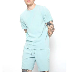 ชุดลำลองฤดูร้อนของผู้ชายมาใหม่ชุดเสื้อยืดไม่มีความสุขแบบลำลองเซตสั้นสองชิ้น - Product Image 4