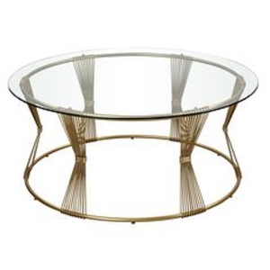 American New Design Coffee <b>Table</b> Modern Luxury Glass Top Coffee <b>Table</b> with Stainless Steel Base Gold Finish Round Shape <b>for</b> Room - Product Image 1