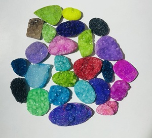 Piedras preciosas sueltas Druzy de ágata Natural de tamaño personalizado, fabricación de joyas creativas de colores mezclados, piedras preciosas Durzy únicas, precio al por mayor, - Product Image 1