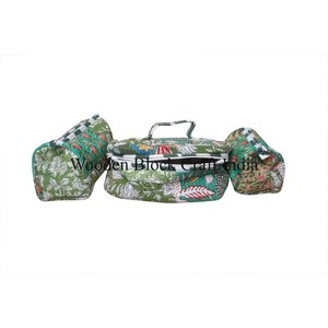 Ensemble de trousses de toilette en coton pour femmes faites à la main, imprimé en bloc, trousse de maquillage, étui de toilette imperméable, sacs cosmétiques en tissu, 3 pièces - Product Image 1