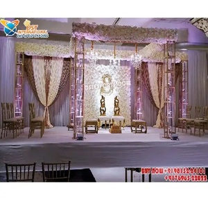 Décoration de mandap métallique pour cérémonie de mariage en intérieur, mandap métallique pour événement de mariage Maharani, installation de mandap de mariage de luxe aux États-Unis - Product Image 1