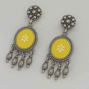 Pendientes de tuerca de diseño Floral de Plata de Ley 925 creativos hechos a mano, joyería fina India Vintage, ajuste de bisel geométrico para mujer - Product Image 3