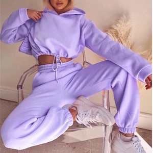 Ensemble survêtement en molleton brodé uni décontracté pour femmes 2024, 2 pièces, logo personnalisé, écologique, respirant, 360g, toutes saisons - Product Image 1