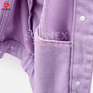 เสื้อโค้ทเท็ดดี้แขนยาวสำหรับผู้หญิงแจ็คเก็ตผ้าเดนิมสีม่วงสำหรับเด็กผู้หญิงแจ็คเก็ตผ้าฝ้ายเนื้อนุ่มระบายอากาศได้ดี - Product Image 4