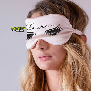 Masque pour les yeux en soie Blackout Sleep Office Lunch Break Travel Airline Eye Mask Logo imprimé Masque pour les yeux cadeau - Product Image 6