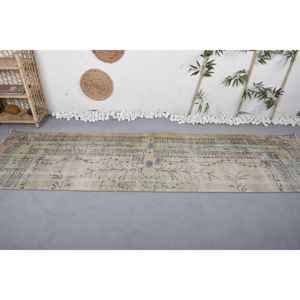 Alfombra de lana verde beige vintage con respaldo de látex de 2,8x10,1 pies, rectángulo de área grande clásico abstracto para pasillo, nuevo modelo, alfombra para habitación - Product Image 3