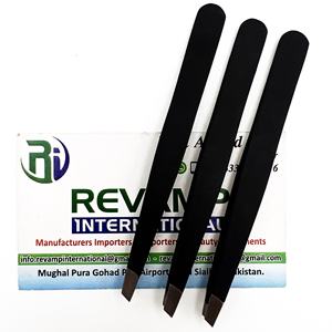 Pince à épiler pour sourcils en acier inoxydable écologique noir mat, revêtement en poudre, durable, pointe inclinée - Product Image 6