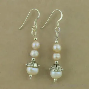 Boucles d'oreilles classiques pour femmes avec perles d'imitation, alliage plaqué argent tibétain, bijoux de mariage, forme goutte d'eau - Product Image 2