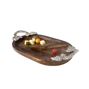 ถาดไม้รูปใบไม้ลายดอกไม้แฟนซีเครื่องใช้บนโต๊ะอาหารไม้ธรรมชาติอุปกรณ์ตกแต่งบ้านถาดเสิร์ฟอาหารปรับแต่งได้ - Product Image 1