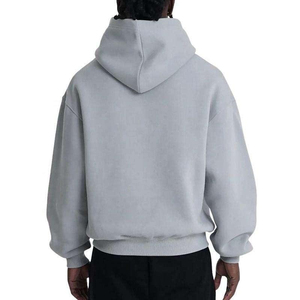Usine personnalisé en détresse broderie poids lourd 450gsm basics coton mélangé à capuche hommes Boxy Fit surdimensionné recadrée pull - Product Image 6