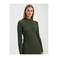 Robe pull midi décontractée vintage confortable en tricot rayé en mélange de laine écologique à manches longues sans doublure pour femme (sans ceinture)