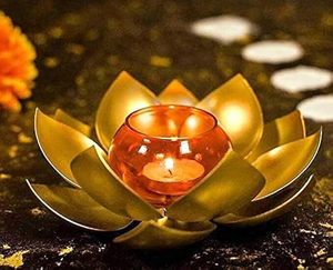 Golden Lotus Tea <b>Light</b> Candle Holder Home Decorative Candle Holder Handicraft Candle Holder - Product Image 1