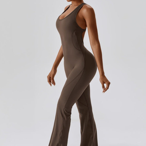 En gros Combinaison de sport une pièce dos nu froncée pour femmes, idéale pour le yoga, l'entraînement et le fitness - Product Image 5