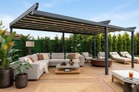 Pérgola Bioclimática Moderna de Lujo para Exteriores, de Aleación de Aluminio con Recubrimiento en Polvo, Resistente al Agua y a la Putrefacción, Ecológica, 5x4, con Techo Ajustable