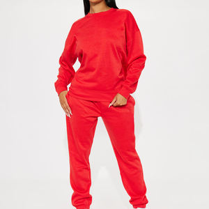 Conjunto de sudadera y pantalón de chándal informal de 2 piezas para mujer Logotipo personalizado 100% Algodón Patrón sólido Technics de invierno Impreso - Product Image 5