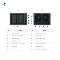 Serveur NAS de bureau 5 baies DS1525+ pour stockage réseau, serveur de sauvegarde de fichiers d'entreprise, gestion des données, RJ-45 10GbE, système professionnel