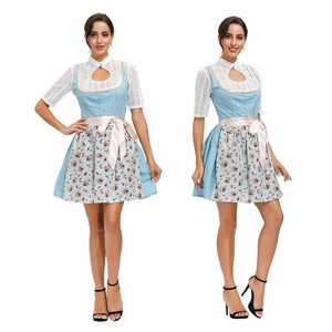 Vestido Dirndl de mujer de estilo bávaro de alta calidad, patrón único, ropa informal tejida sólida para Oktoberfest, precio OEM - Product Image 4