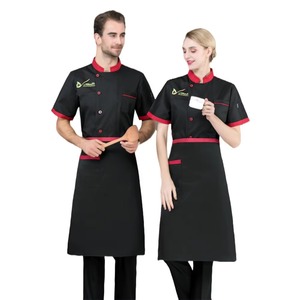Venta al por mayor Chef abrigo chaqueta de manga corta cocina duradero trabajo uniforme Color sólido impermeable restaurante Chef Chaqueta de algodón - Product Image 3