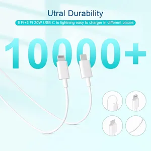 <span class=keywords><strong>2</strong></span> 件装快速充电 Type C 壁式充电器，带 6+3 英尺数据线 iPhone 充电器 - Product Image 6