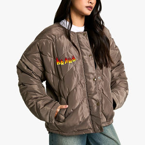 Chaquetas Acolchadas de Invierno para Mujer, de Alta Calidad, OEM ODM, Tejido Transpirable, Relleno de Algodón, Cuello Alto, Cierre de Botones - Product Image 1