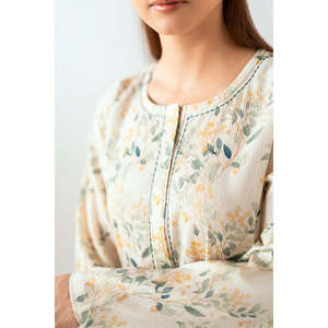 Conjunto de Dos Piezas para Mujer, Estilo Bohemio, Color Beige, Estampado Ondulado, Tallas XXS/XS/XL, Crepé, para Primavera/Verano - Product Image 5