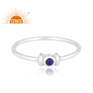 Anillo apilable de piedras preciosas de lapislázuli natural de plata de ley fina de la mejor calidad, fabricante de joyería personalizada - Product Image 2