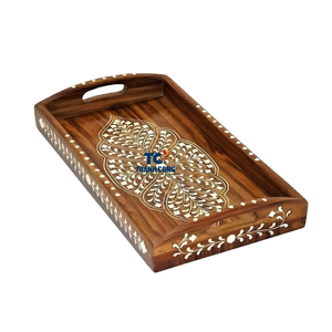 Vente en gros Plateau de service en bois avec motif incrusté de nacre Design arabe de luxe Nourriture Eid Ramadan Vacances - Product Image 1