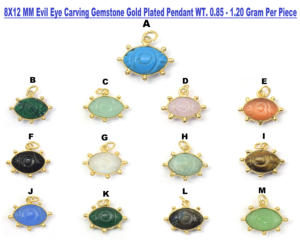 Pendentif en pierre naturelle sculptée 8x12 mm avec plaqué or 18 carats, design artisanal tendance et attrayant - Product Image 3