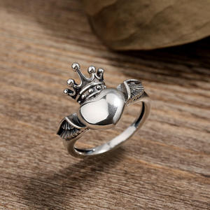 Jeulia Rose Gold Plated Wings & <b>Crown</b> Heart Sterling Silver <b>Ring</b> - Product Image 4