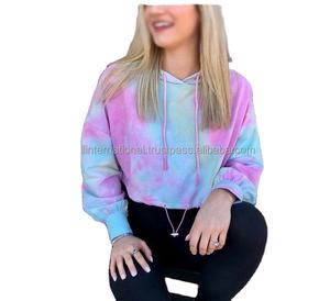 Sudadera con Capucha Tie-Dye Personalizada para Mujer, Tejido de Spandex/Algodón, Ecológica y Transpirable, Estilo Casual de Otoño, Opción de Logotipo Frontal - Product Image 3