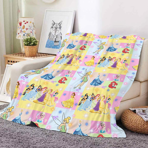 Couverture en flanelle super douce, design <span class=keywords><strong>personnalisé</strong></span> rose et violet sur le thème des princesses, sans minimum de commande, pour canapé. - Product Image 2