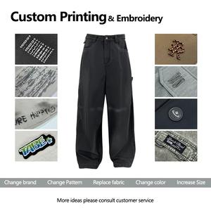 Pantalon baggy en denim pour hommes, délavé à l'acide, coupe ample, commandes OEM, toutes les couleurs personnalisées disponibles, vente en gros personnalisée - Product Image 6