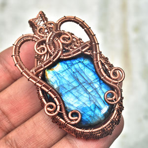 Collier de pierres précieuses fait main en Labradorite de haute qualité collier arbre de vie collier à breloques enroulé en fil - Product Image 3