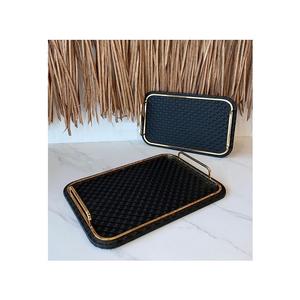 Plateau de service à café en bois avec poignée en métal Plateau de service sucré en forme de rectangle de la meilleure qualité en vrac - Product Image 3