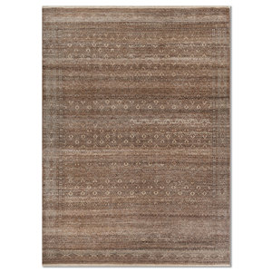 Tapis en laine Erbe grande surface 9x12 beige marron noué à la main géométrique pour la maison, le couloir, rectangulaire, motif puzzle - pour adolescents EA-3065 (Cs-01) - Product Image 1