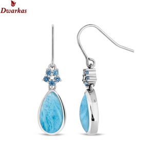 Pendientes Clásicos de Plata de Ley 925 con Piedra Preciosa Natural de Larimar, Pendientes Largos, Fabricante de Pendientes al por Mayor - Product Image 4