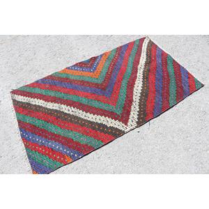 Alfombra Turca Vintage de 3x5.3 pies (92x161 cm), Alfombra Ikat Roja Kilim - Product Image 2