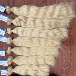 Cabello humano vietnamita de la mejor calidad al por mayor pelucas Bdles pelo de trama de color rubio nuevo estilo ondulado natural caliente materia prima - Product Image 2