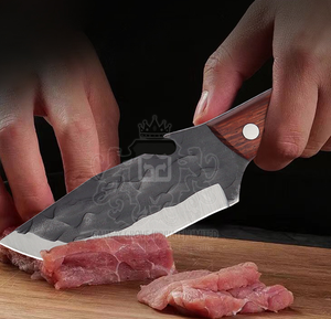 Personalizable OEM de alta calidad al aire libre táctico Camping cuchillo de caza Acero inoxidable mango de madera Funda de cuero 1 año de garantía - Product Image 5