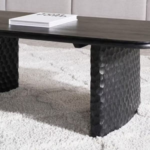 Table basse moderne en bois massif, finition noire, meubles pour la maison, pour salon, restaurant, prix de gros - Product Image 2