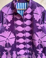 Automne bohème Floral brodé velours veste coupe-vent respirant Suzani pardessus coton remplissage tricoté court manteau Logo
