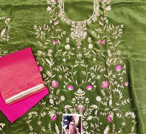 Designer moderne non cousu brodé à la main indien mode avant beaux costumes femmes Style traditionnel soie Protection solaire - Product Image 1