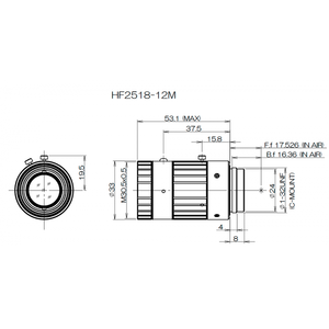 Fujinon HF2518-12M 25mm Máy tầm nhìn ống kính CCTV 12 Megapixel <span class=keywords><strong>Iris</strong></span> với khẩu độ biến đổi F1.8 ~ F22 - Product Image 6