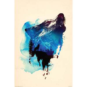 Retrato de Lobo de Robert Farkas, Pintura al Óleo Moderna sobre Porcelana de Cristal, Impresión Digital para Decoración del Hogar - Product Image 1