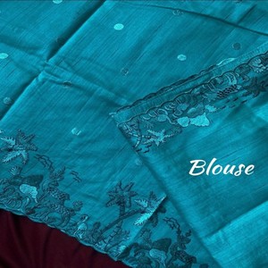 VASTRA COTTAGE Sari de Seda Matka Pura con Bordado Multihilo, Diseño Monocromático y Blusa con Trabajo Butti, Elegante para Fiestas - Product Image 3