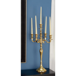 New Arrival 5 Arm Metal <b>Candelabra</b> Shiny Gold Plated for Wedding Christmas Party Decoration Floor <b>Candelabra</b> - Product Image 6
