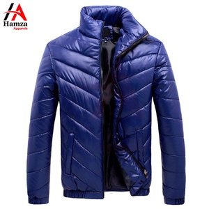 Veste matelassée coupe-vent légère en polyester bleu 300 GSM personnalisée pour hommes fourniture OEM de vêtements d'extérieur chauds pour l'hiver - Product Image 1