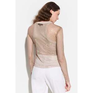 Blusa Casual de Manga Larga con Pedrería y Logotipo Frontal, 100% Poliéster - Product Image 3