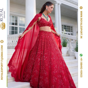 DISEÑADOR LEHENGA CHOLI GEORGETTE CON DISEÑO BORDADO TRABAJO Y MANGAS CON READYMADE BY ROYAL EXPORT - Product Image 2